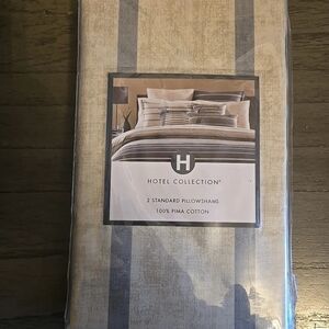 Hotel Collection Striped Cream and Gray Pillow Shams